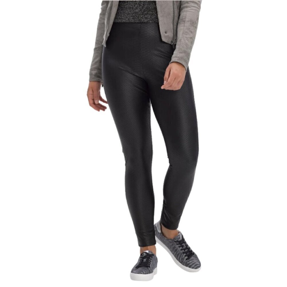 Hue Black Croco Leathertte High Rise Leggings Sz XL